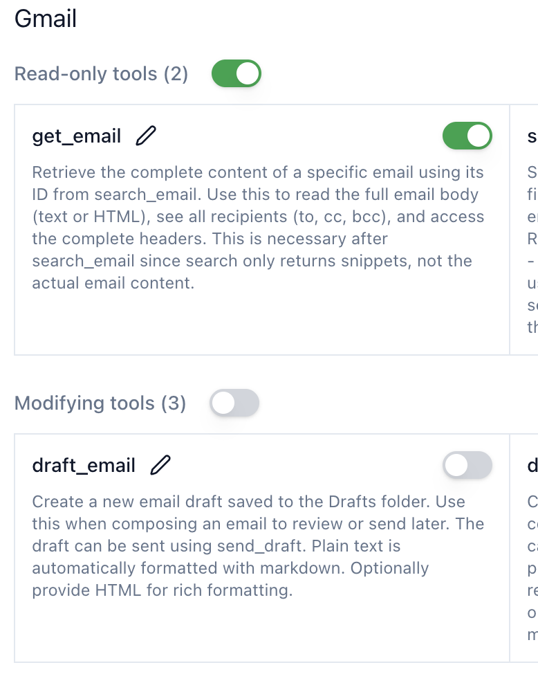 Customizing tools for VMCP